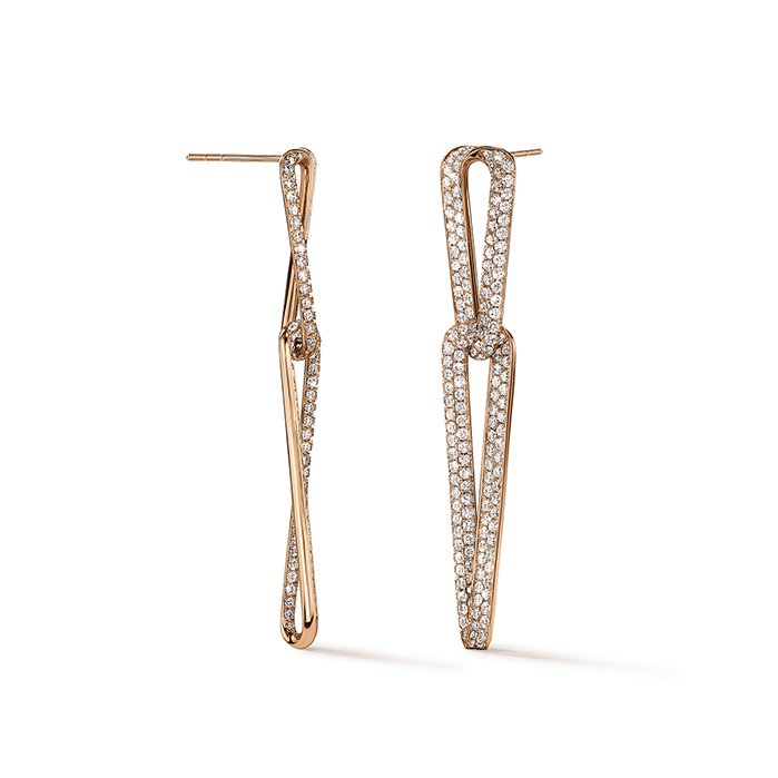 INSIDE/OUT Pave Link Earrings in 18K Rose Gold