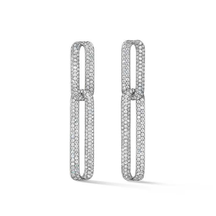 INSIDE/OUT Pave Link Earrings in 18K Yellow Gold