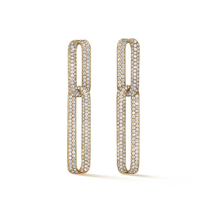 INSIDE/OUT Pave Link Earrings in 18K Yellow Gold