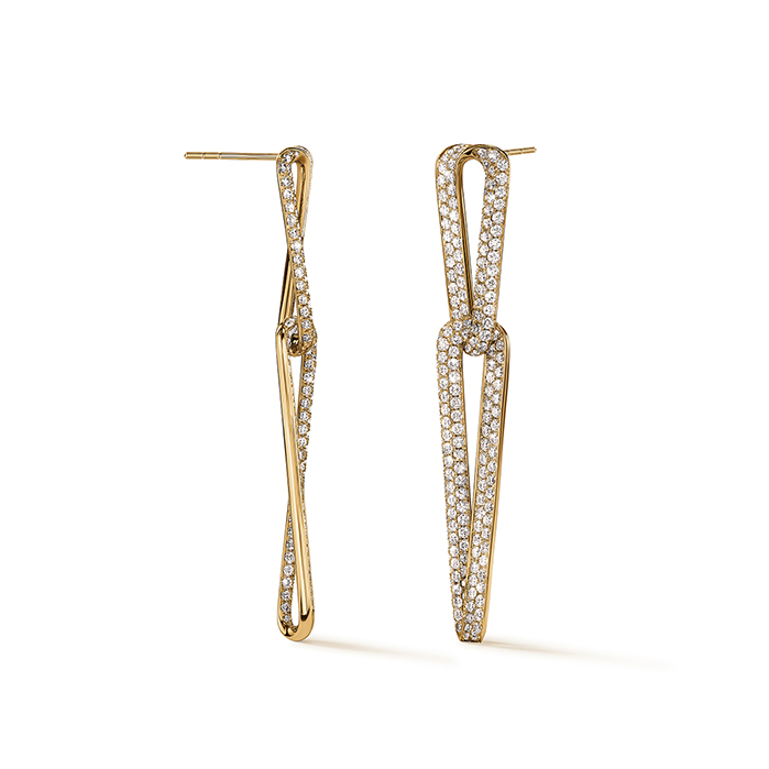 INSIDE/OUT Pave Link Earrings in 18K Yellow Gold