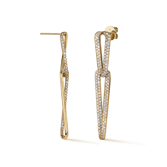 INSIDE/OUT Pave Link Earrings in 18K Yellow Gold