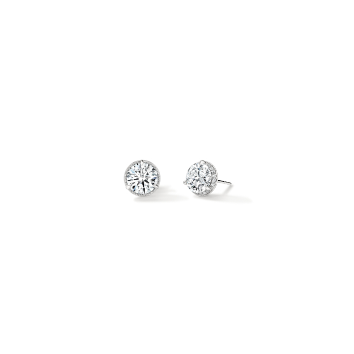 3 ctw. Timeless Hidden Halo Stud Earrings in 18K White Gold