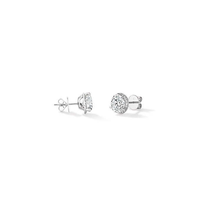 3 ctw. Timeless Hidden Halo Stud Earrings in 18K White Gold