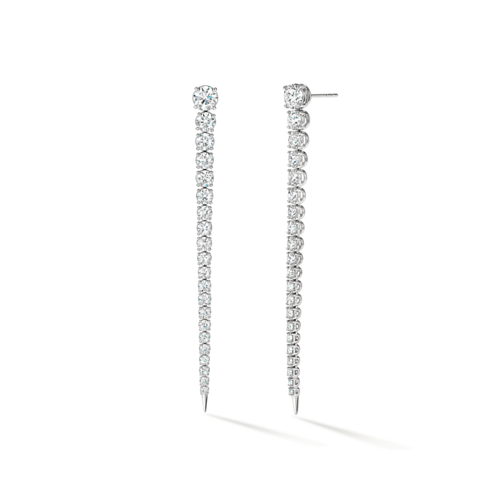 6.4 ctw. Icicle Diamond Drop Earrings, Long in 18K White Gold