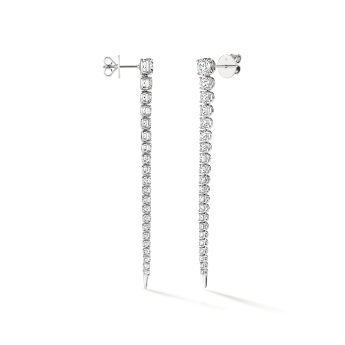 6.4 ctw. Icicle Diamond Drop Earrings, Long in 18K White Gold