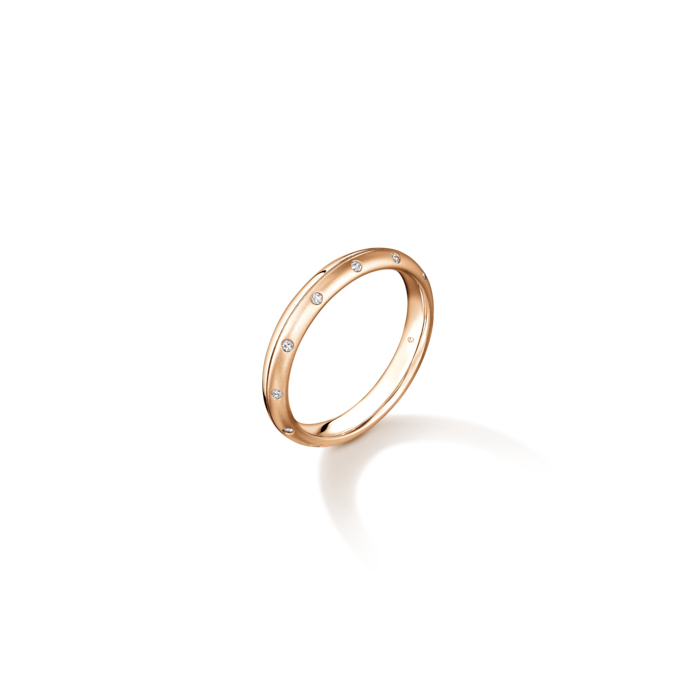 0.1 ctw. Love Satin Finish Multi-Diamond Band in 18K Rose Gold
