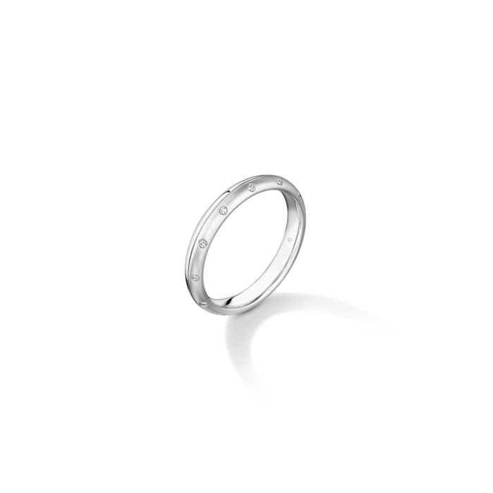 0.1 ctw. Love Satin Finish Multi-Diamond Band in Platinum