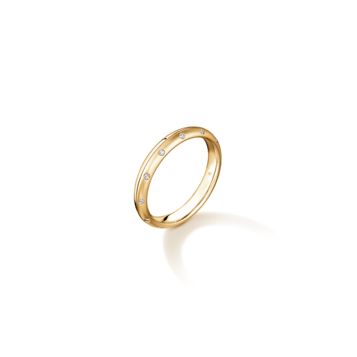 0.1 ctw. Love Satin Finish Multi-Diamond Band in 18K Yellow Gold