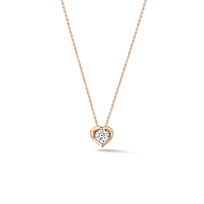 0.2 ctw. Whimsical Heart Single Diamond Pendant Necklace in 18K Rose Gold