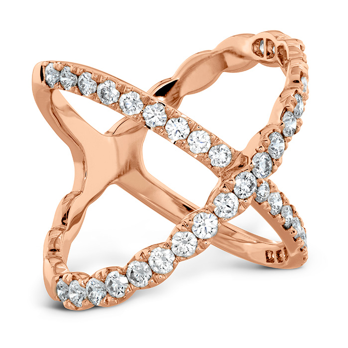 0.95 ctw. Lorelei Diamond Criss Cross Ring in 18K Rose Gold