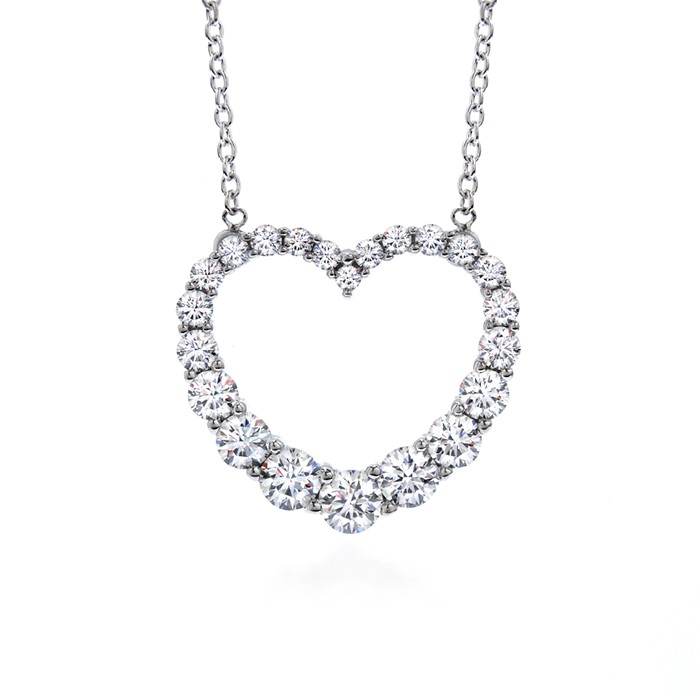 1.18 ctw. Whimsical Graduated Heart Pendant Necklace in 18K White Gold