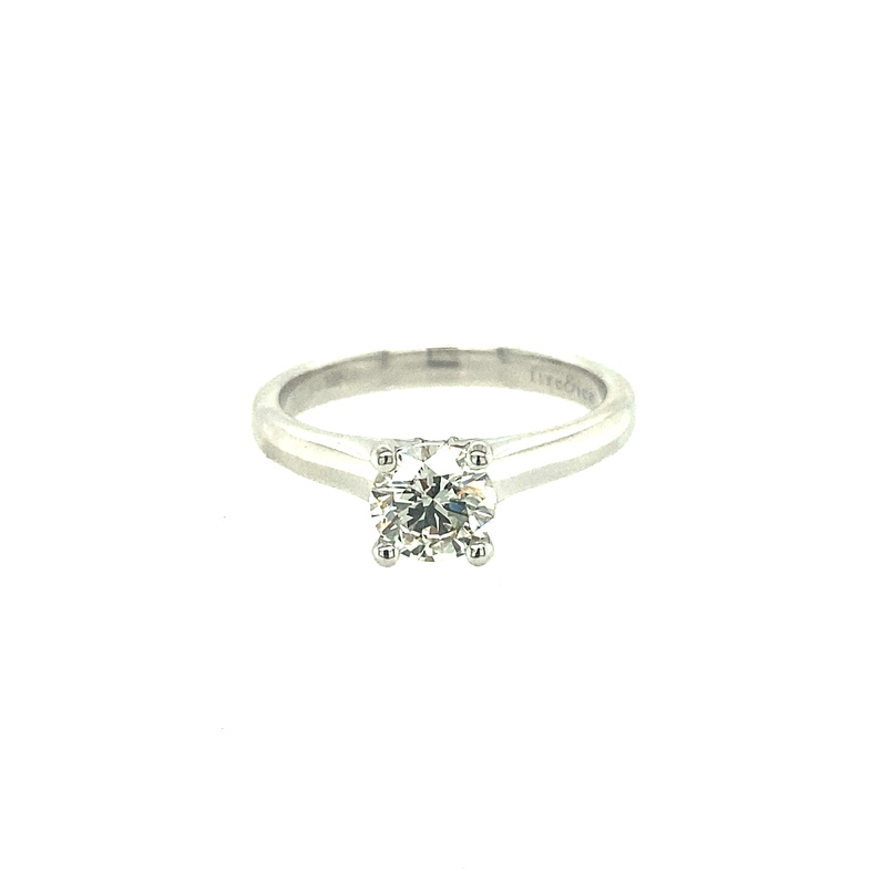 18K WHITE GOLD FIRE & ICE POLISHED SOLITAIRE ENGAGEMENT RING SIZE 6.5 WITH ONE 0.73CT ROUND J VS2 DIAMOND