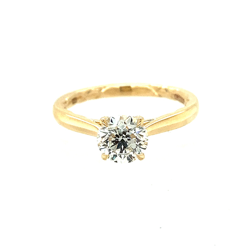 POLISHED 14K YELLOW GOLD SOLITAIRE ENGAGEMENT RING SIZE 6 WITH ONE 0.85CT ROUND H SI2 DIAMOND