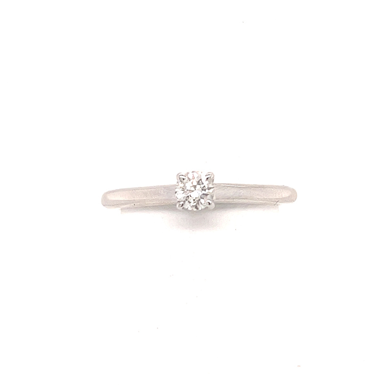 14K WHITE GOLD ENGAGEMENT RING SIZE 7.25 WITH ONE 0.25CT ROUND H SI2 DIAMOND AND 18=0.10TW ROUND G-H SI2-I1 DIAMONDS  (2.78 GRAMS)