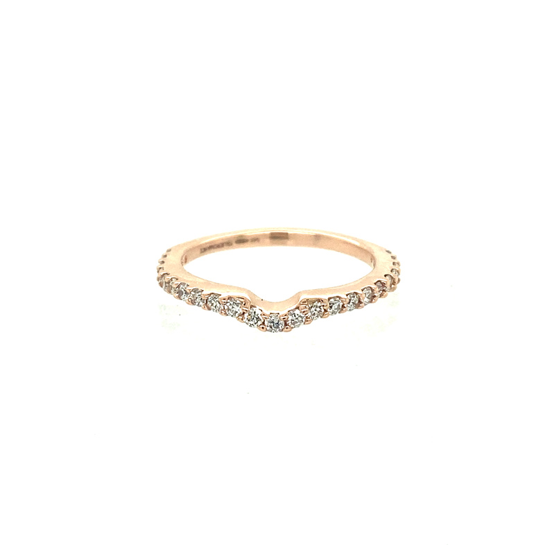14K ROSE GOLD PRONG SET DIAMOND WEDDING BAND SIZE 7 WITH 15=0.24TW ROUND G-H SI2 DIAMONDS  (1.67 GRAMS)