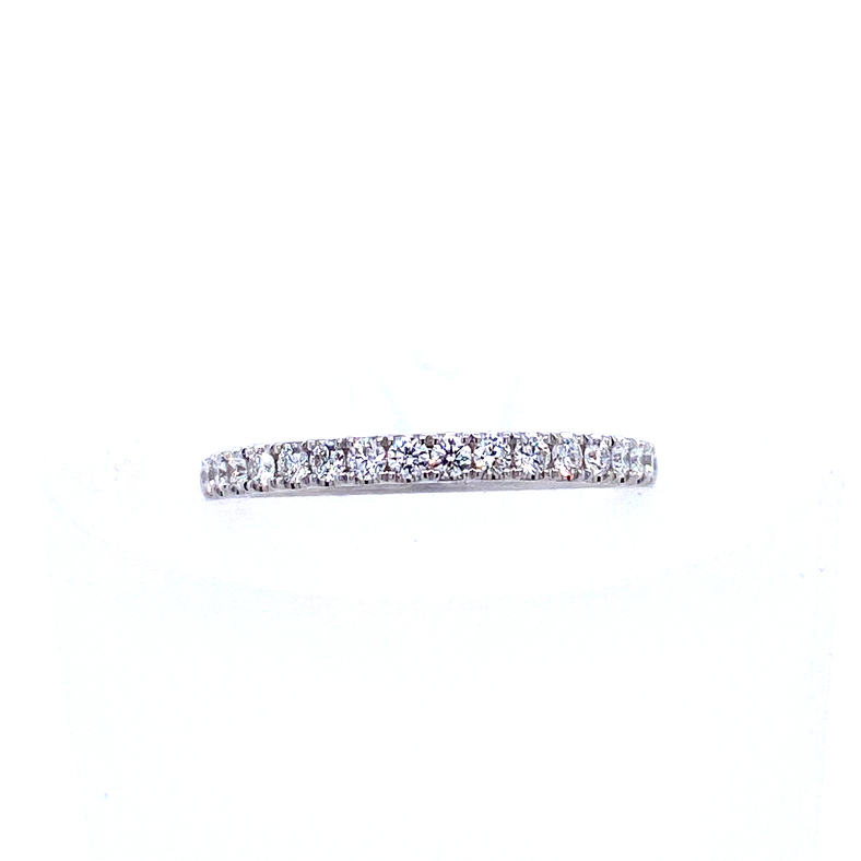 14 KARAT WHITE GOLD PRONG SET DIAMOND ANNIVERSARY RING SIZE 6.5 WITH 18=0.35TW ROUND G-H COLOR SI1-2 CLARITY DIAMONDS
