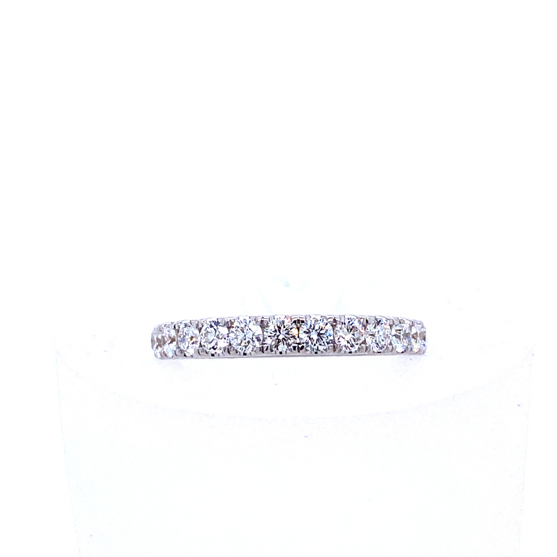14 KARAT WHITE GOLD PRONG SET DIAMOND ANNIVERSARY RING SIZE 6.5 WITH 13=0.78TW ROUND G-H SI1 DIAMONDS