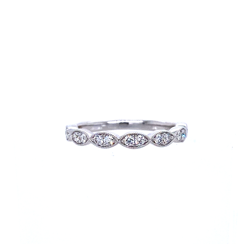 14 KARAT WHITE GOLD DIAMOND ANNIVERSARY RING SIZE 6.5 WITH 14=0.25TW ROUND G-H COLOR SI1 CLARITY DIAMONDS