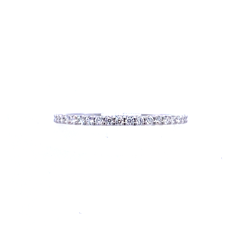 14K WHITE GOLD SHARED PRONG DIAMOND ANNIVERSARY RING SIZE 7 WITH 21=0.20TW ROUND G SI1 DIAMONDS