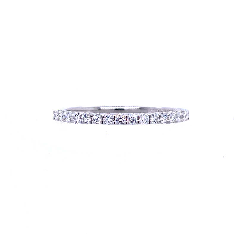 14K WHITE GOLD SHARED PRONG DIAMOND ANNIVERSARY RING SIZE 7 WITH 19=0.30TW ROUND G SI1 DIAMONDS