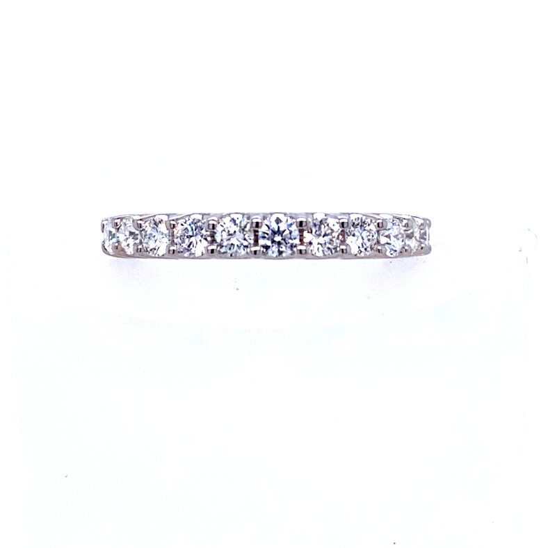 14K WHITE GOLD SHARED PRONG DIAMOND ANNIVERSARY RING SIZE 7 WITH 12=0.75TW ROUND G SI1 DIAMONDS