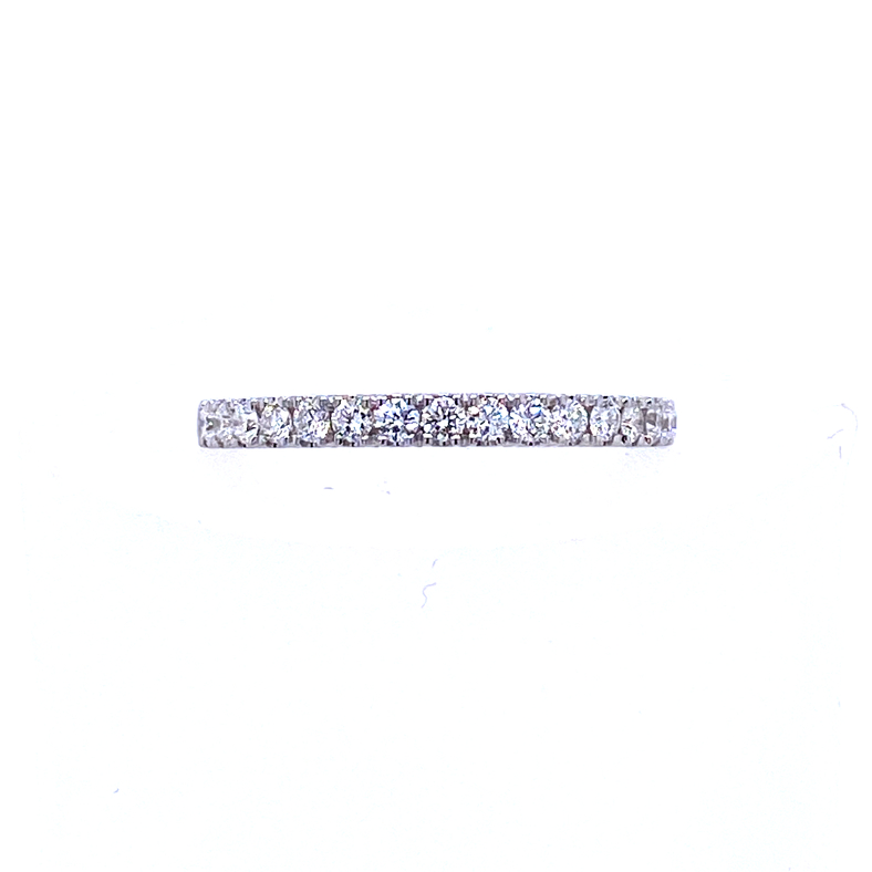 14K WHITE GOLD PRONG SET DIAMOND ANNIVERSARY RING SIZE 7 WITH 17=0.40TW ROUND G SI1 DIAMONDS