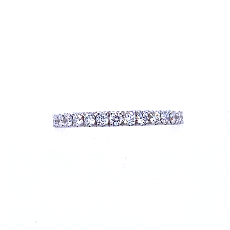 14K WHITE GOLD PRONG SET DIAMOND ANNIVERSARY RING SIZE 7 WITH 15=0.50TW ROUND G SI1 DIAMONDS