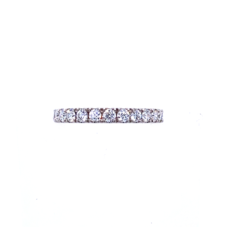 14K WHITE GOLD PRONG SET DIAMOND ANNIVERSARY RING SIZE 7 WITH 13=0.65TW ROUND G SI1 DIAMONDS