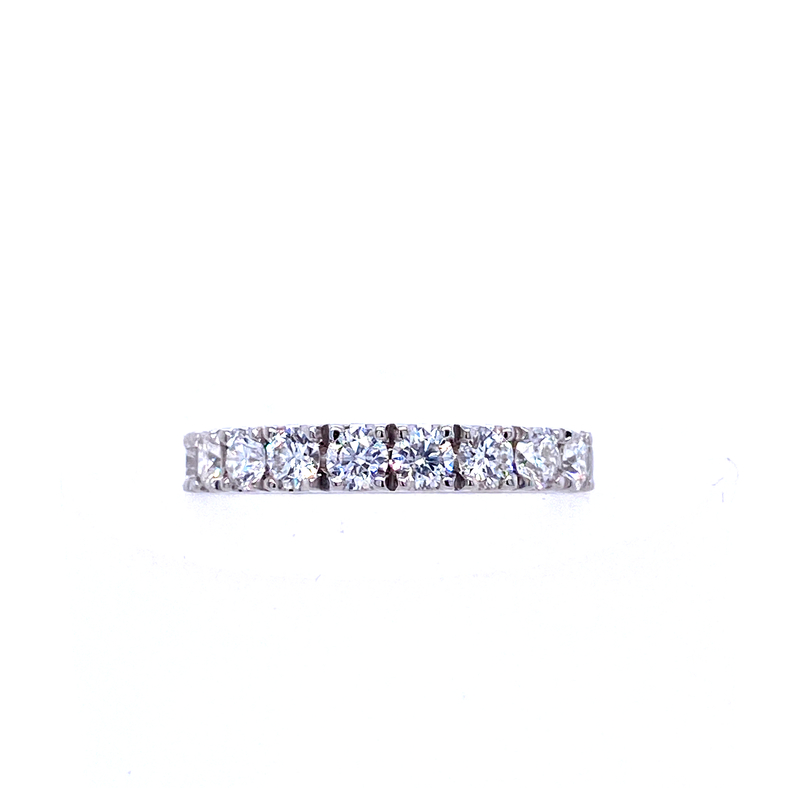 14K WHITE GOLD PRONG SET DIAMOND ANNIVERSARY RING SIZE 7 WITH 10=1.25TW ROUND G SI1 DIAMONDS