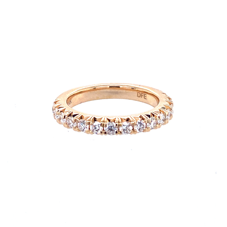 14K YELLOW GOLD PRONG SET DIAMOND ANNIVERSARY RING SIZE 6.5 WITH 15=0.52TW ROUND G-H VS2-SI1 DIAMONDS