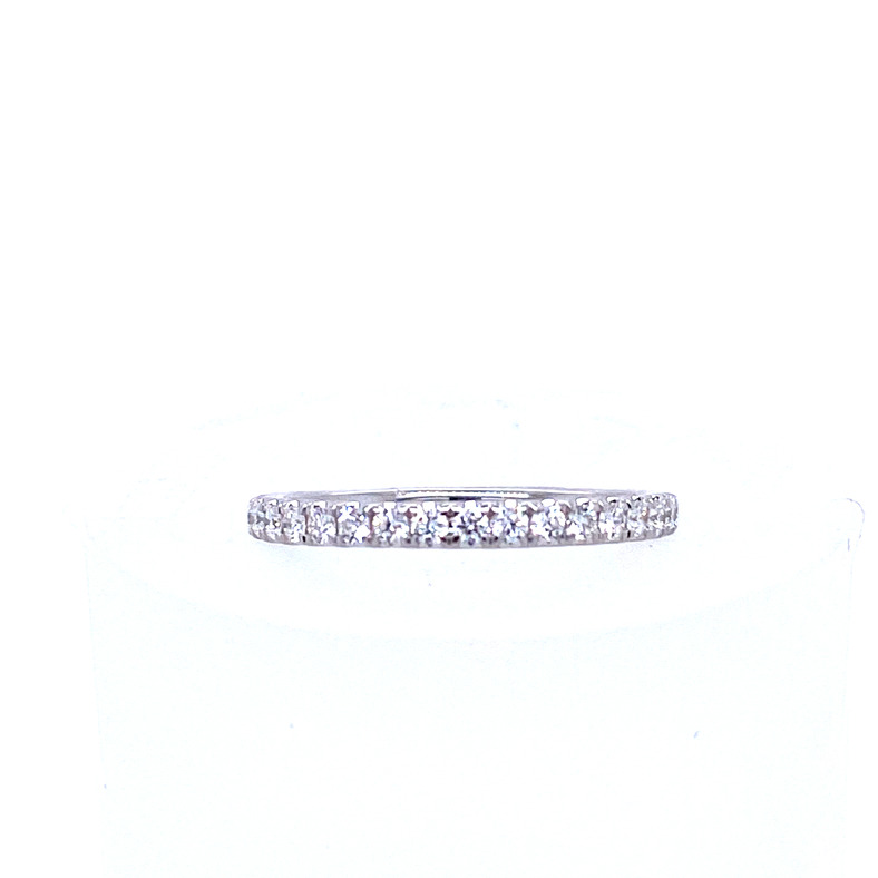 14K WHITE GOLD PRONG SET DIAMOND ANNIVERSARY RING SIZE 6.5 WITH 25=0.50TW ROUND G-H VS2-SI1 DIAMONDS