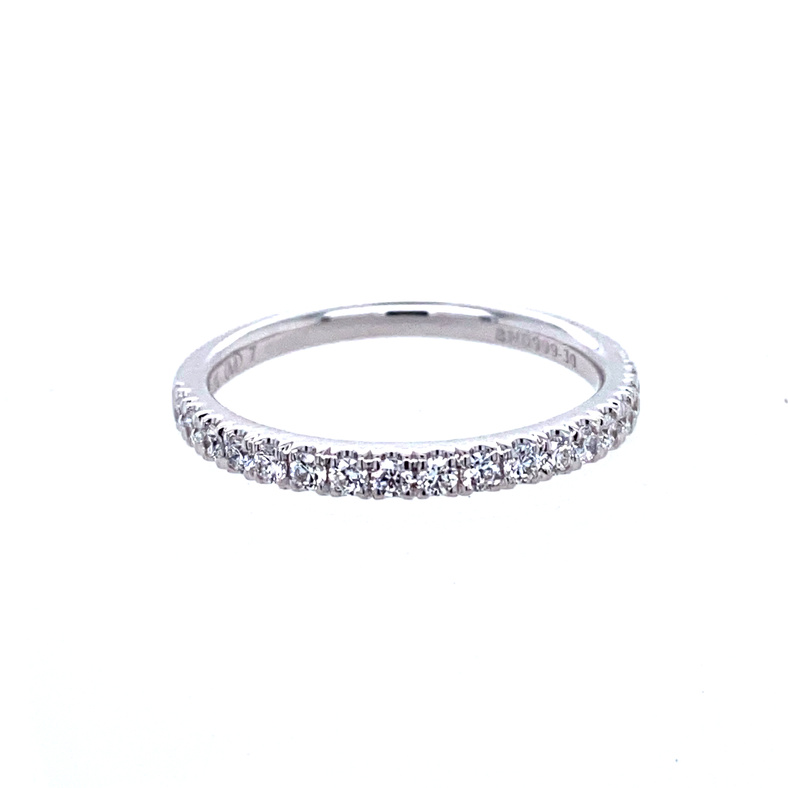 14K WHITE GOLD PRONG SET DIAMOND ANNIVERSARY RING SIZE 7 WITH 18=0.30TW ROUND G SI1 DIAMONDS