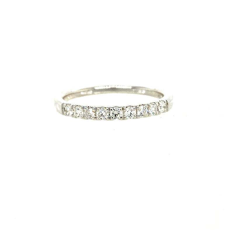 14 KARAT WHITE GOLD MICRO PAVE' DIAMOND ANNIVERSARY RING SIZE 6.5 WITH 20=0.25TW ROUND G COLOR VS2 CLARITY DIAMONDS   (2.25 GRAMS)