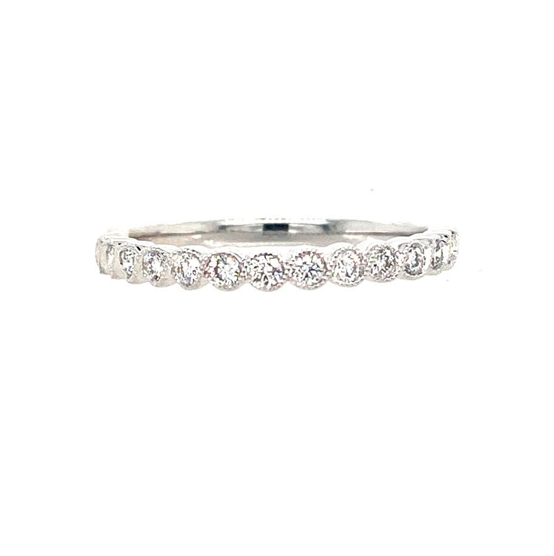 14 KARAT WHITE GOLD DIAMOND WEDDING BAND SIZE 6.5 WITH 13=0.25TW ROUND G COLOR VS2-SI1 CLARITY DIAMONDS  (2.28 GRAMS)