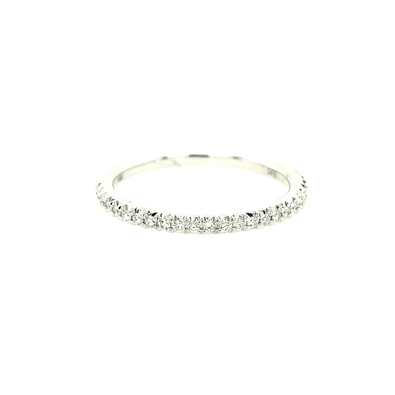 14 KARAT WHITE GOLD DIAMOND ANNIVERSARY RING SIZE 6.5 WITH 25=0.15TW ROUND G-H COLOR VS2-SI1 CLARITY DIAMONDS