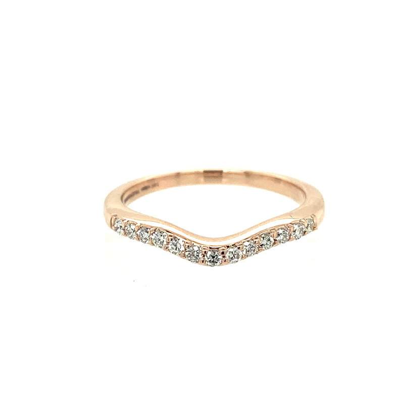 14K ROSE GOLD PRONG SET DIAMOND ANNIVERSARY RING SIZE 7 WITH 15=0.24TW ROUND G-H SI2 DIAMONDS  (2.44 GRAMS)