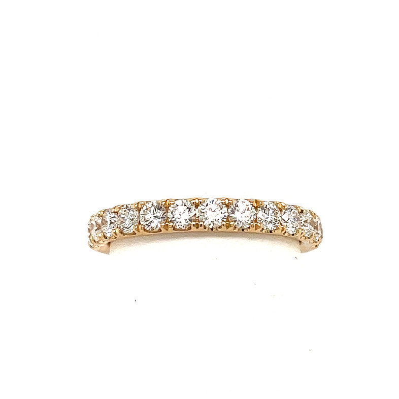 14K YELLOW GOLD PRONG SET DIAMOND ANNIVERSARY RING SIZE 6.5 WITH 13=0.78TW ROUND G-H VS2 DIAMONDS   (2.94 GRAMS)