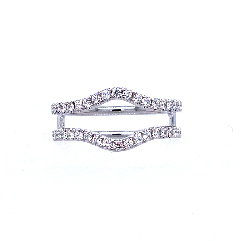 14K WHITE GOLD PRONG SET DIAMOND WRAP SIZE 6.5 WITH 42=0.55TW ROUND G VS2 DIAMONDS