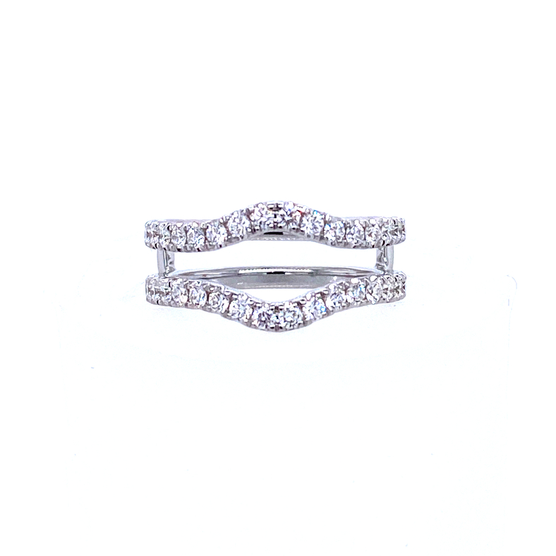 14K WHITE GOLD PRONG SET DIAMOND WRAP SIZE 6.5 WITH 36=0.85TW ROUND G VS2 DIAMONDS   (5.79 GRAMS)