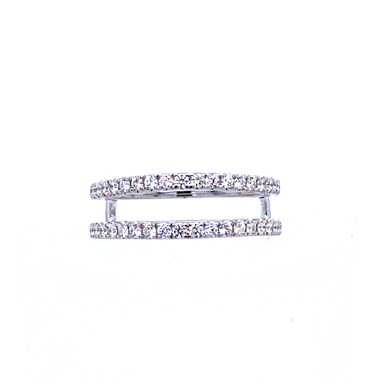 14K WHITE GOLD PRONG SET DIAMOND WRAP SIZE 6.5 WITH 42=0.55TW ROUND G VS2 DIAMONDS
