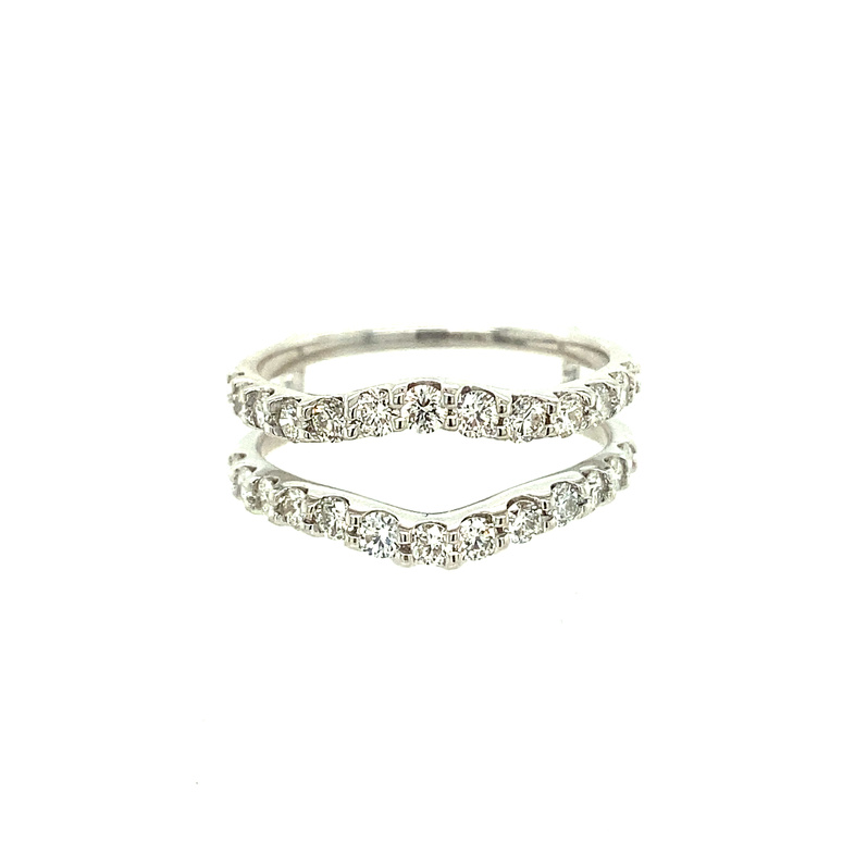 14K WHITE GOLD DIAMOND WRAP SIZE 7 WITH 26=1.00TW ROUND G-H SI1-SI2 DIAMONDS   (3.26 GRAMS)