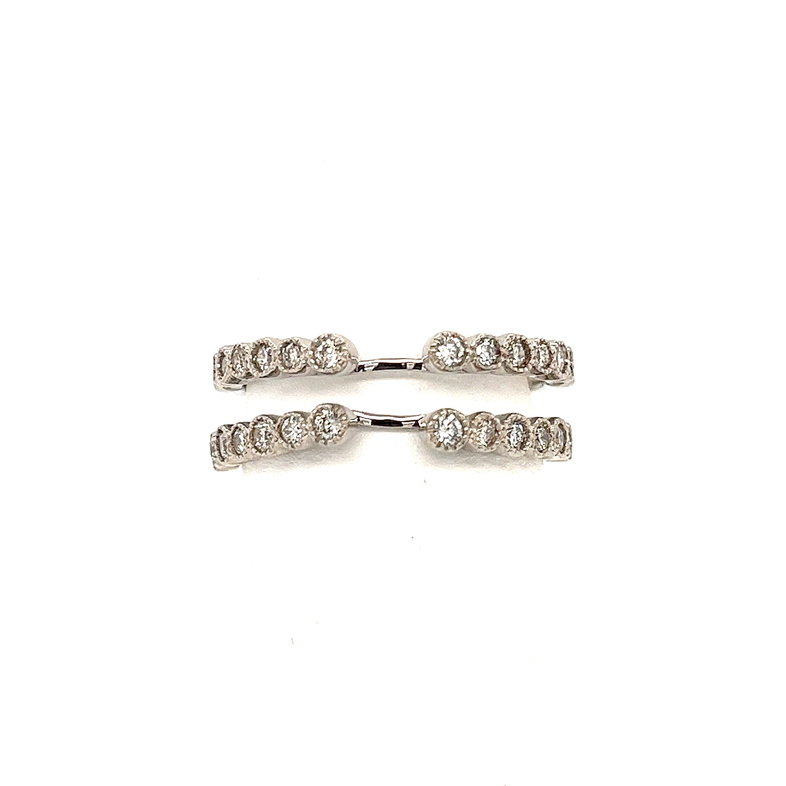 14K WHITE GOLD MILGRAIN DIAMOND WRAP SIZE 7 WITH 28=0.50TW ROUND G-H SI2 DIAMONDS  (4.61 GRAMS)