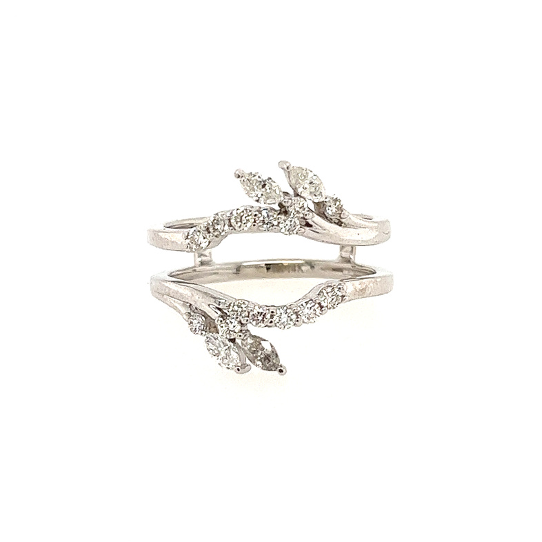 14K WHITE GOLD DIAMOND WRAP SIZE 7 WITH 18=0.63TW VARIOUS SHAPES (14 ROUNDS & 4 MARQUIS) G-H SI2 DIAMONDS   (4.70 GRAMS)