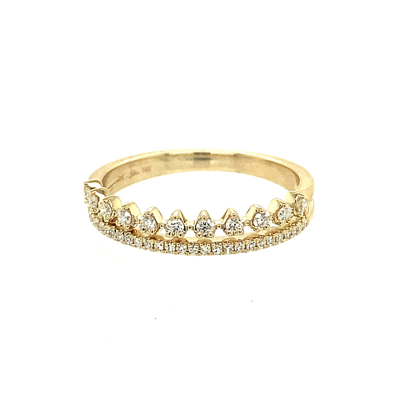 SHY CREATION 14K YELLOW GOLD STACKABLE DIAMOND FASHION RING SIZE 7 WITH 11=0.22TW ROUND I I1 DIAMONDS AND 28= SINGLE CUT I I1 DIAMONDS