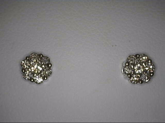 14 KARAT WHITE GOLD CLUSTER DIAMOND EARRINGS WITH 14=0.25TW ROUND H-I COLOR SI1-SI2 CLARITY DIAMONDS