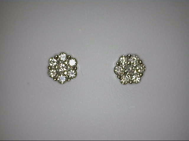 14 KARAT WHITE GOLD CLUSTER DIAMOND EARRINGS WITH 0.33TW ROUND H-I COLOR SI1-SI2 CLARITY DIAMONDS