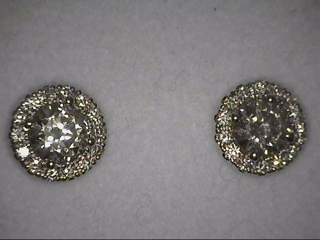 14 KARAT WHITE GOLD CLUSTER DIAMOND EARRINGS WITH 2=0.76TW ROUND DIAMONDS AND 28=0.24TW ROUND G-H I1 DIAMONDS