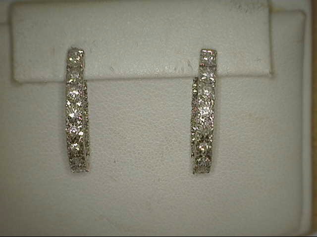 14 KARAT WHITE GOLD INSIDE OUT HOOP DIAMOND EARRINGS WITH 26=0.52TW ROUND H-I I1 DIAMONDS   (5.20 GRAMS)