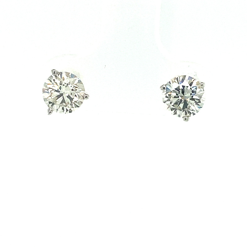 FIRE & ICE 18K WHITE GOLD STUD DIAMOND EARRINGS WITH ONE 0.70CT ROUND K VS2 DIAMOND AND ONE 0.72CT ROUND K SI1 DIAMOND