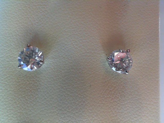 14K WHITE GOLD STUD DIAMOND EARRINGS WITH 2=0.96TW ROUND G-H SI1-SI2 DIAMONDS
